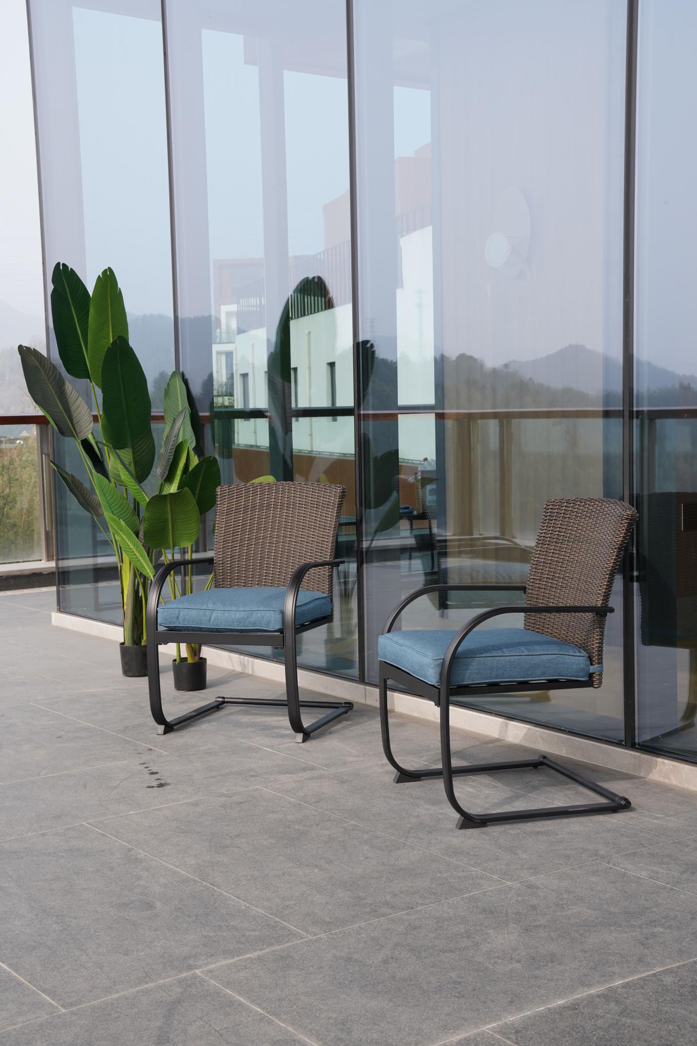 Full Iron Rattan Dining Chair,Dark Grey