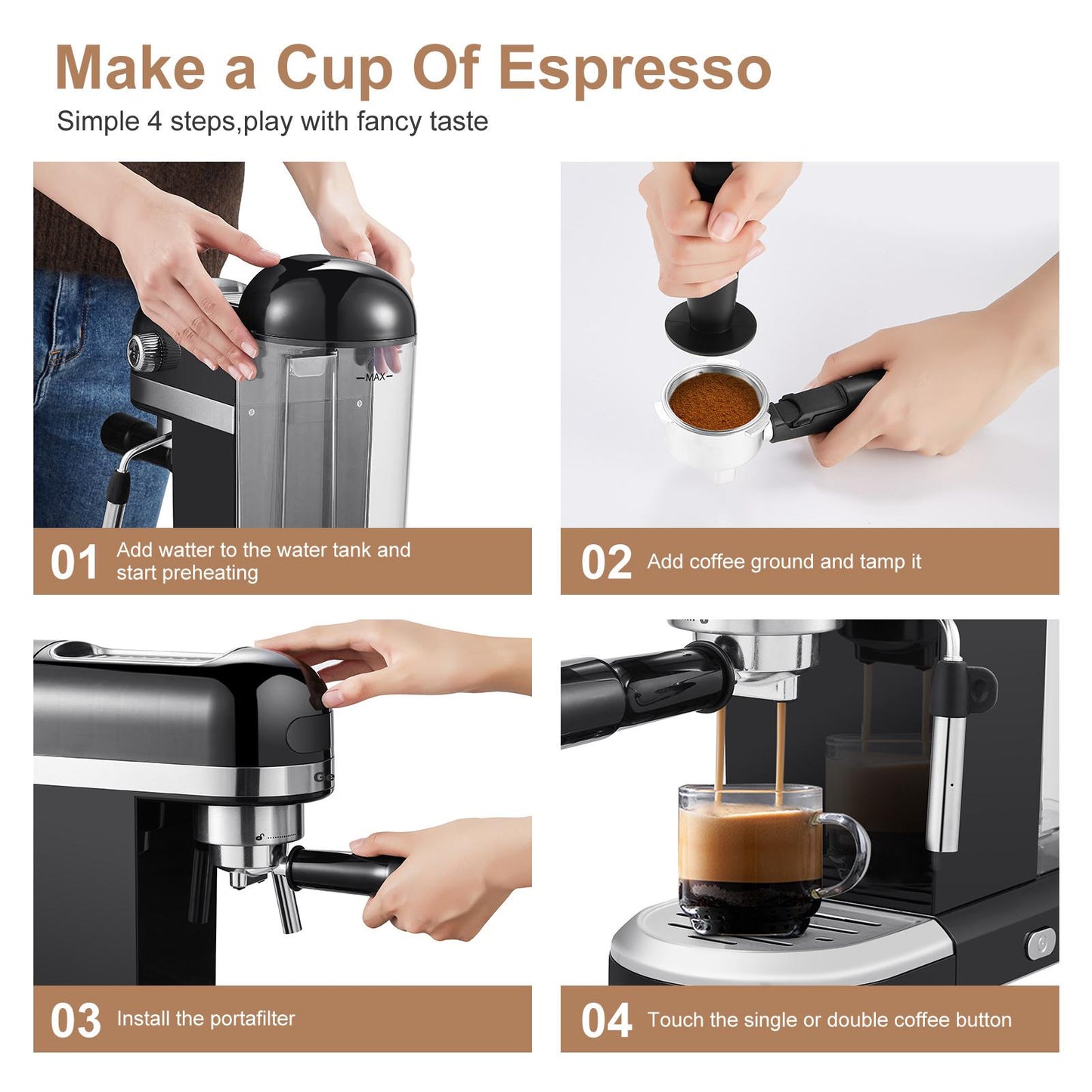 20 Bar Espresso Machine , 1350W,1.4 Ldetachable transparent water tank, Thermo block beating systeme Ban on Amazon