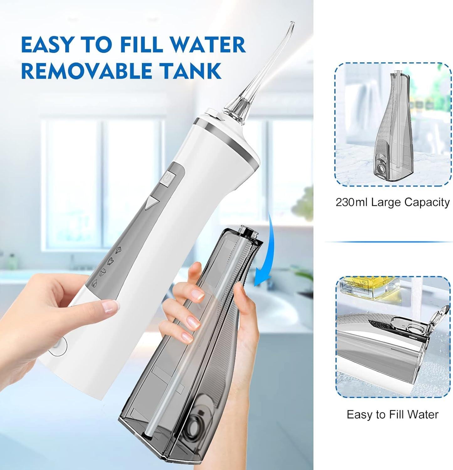Water Flosser, Cordless Oral Irrigator Portable Dental Pick Teeth Cleaner