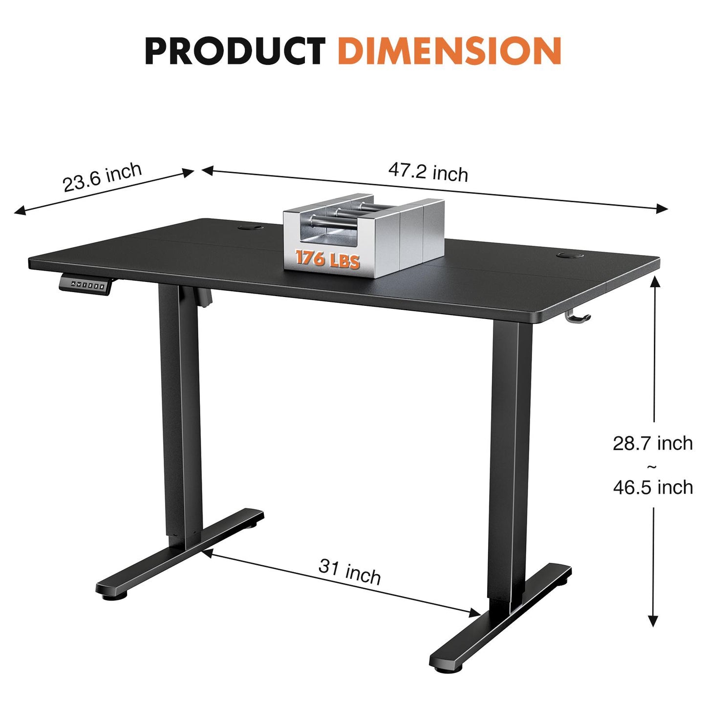 Ergonomic Height Adjustable Table with T-Shaped Metal Bracket Modern Computer Workstations