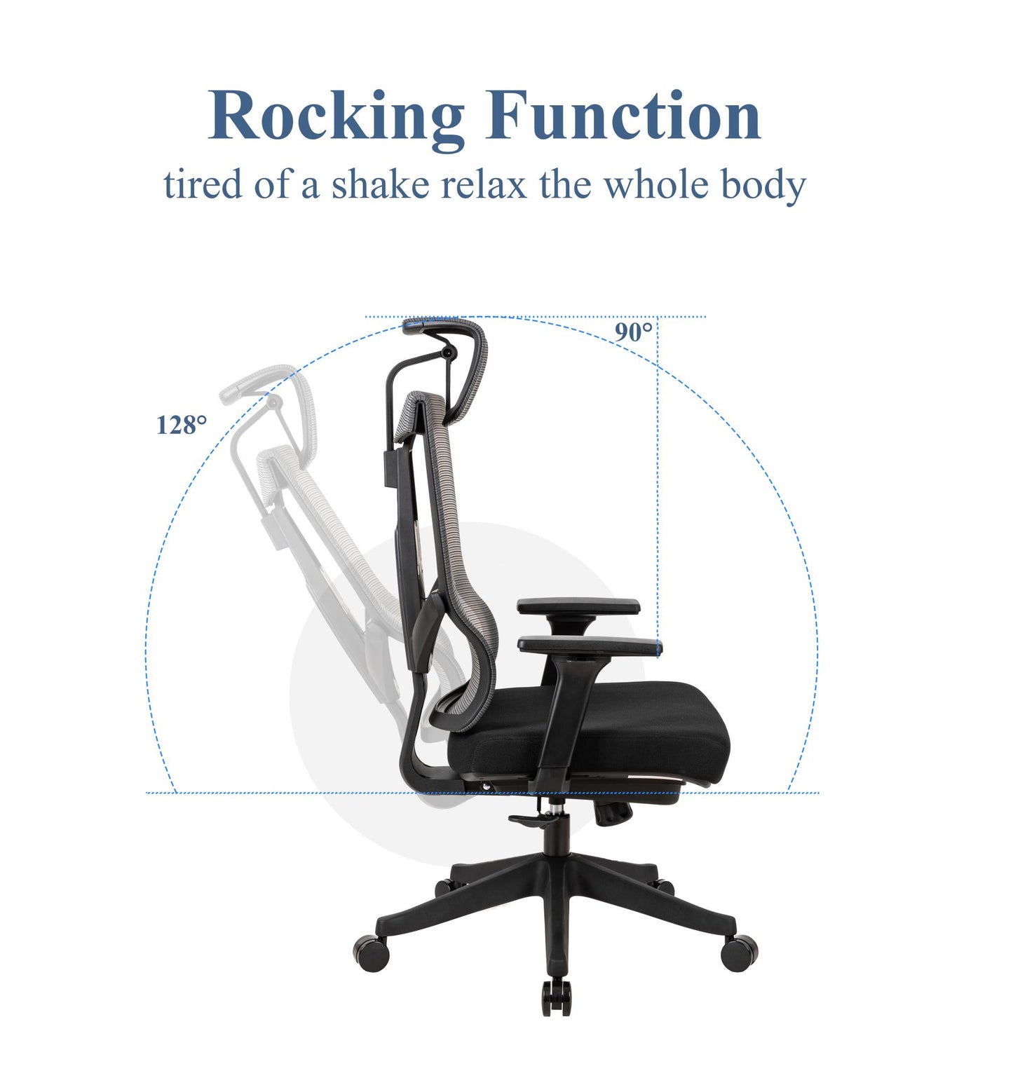 Excustive office chair with headrest and 2D armrest, chase back function with 7 gears adjustment, ti