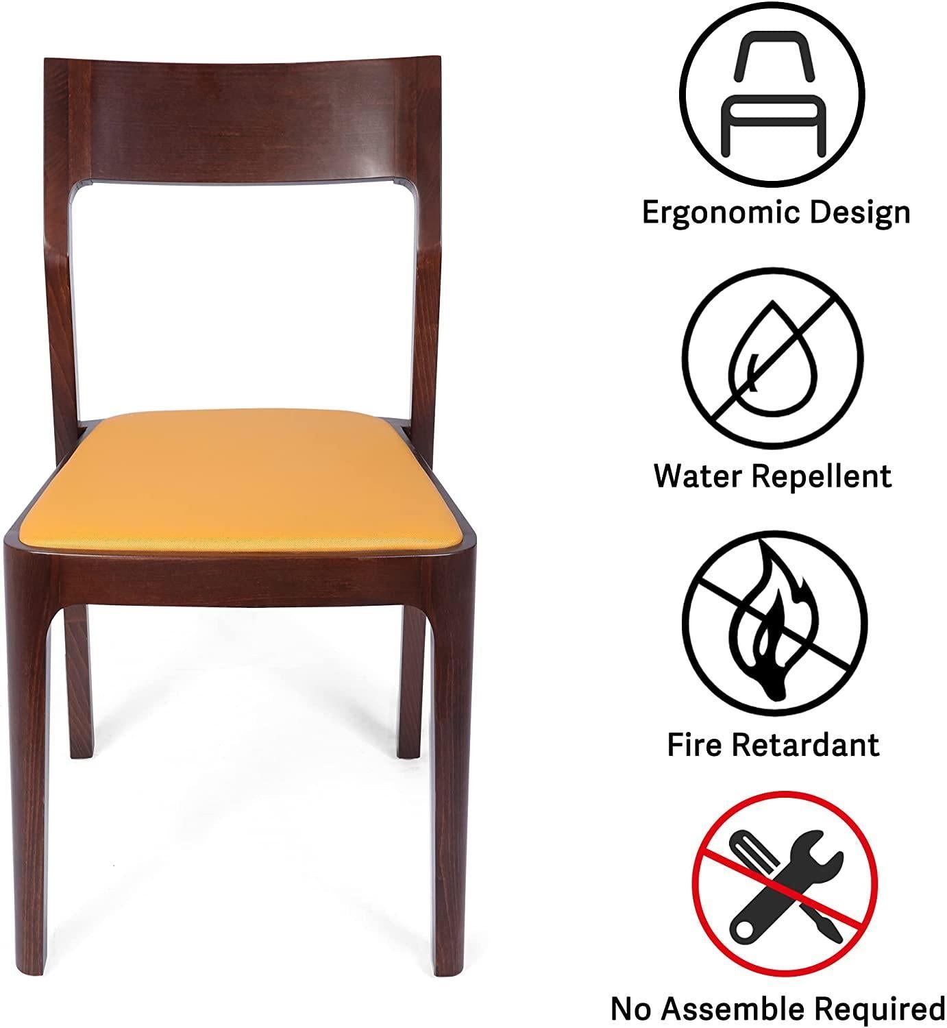 Set of 2 Dining Chair Mid Century Leather and Wood Chair for Living Room Kitchen Bedroom, High-end M