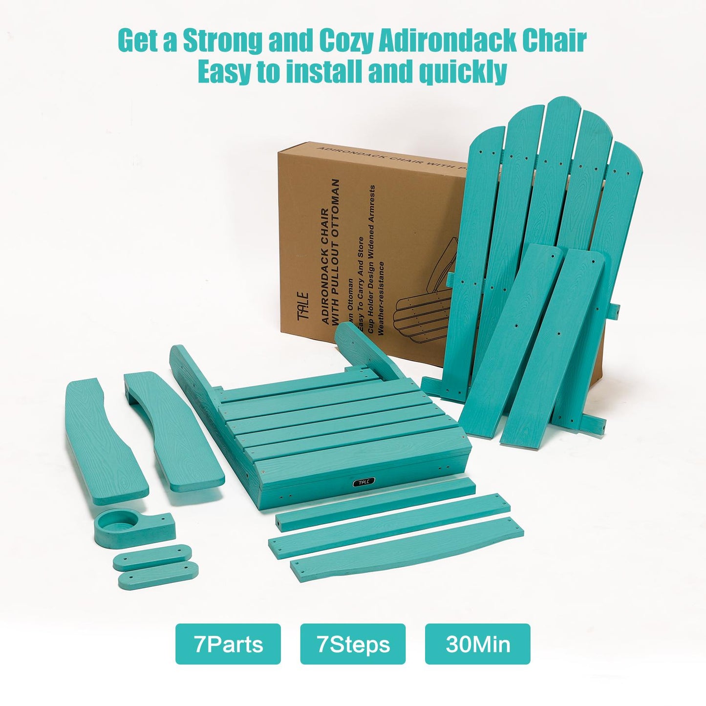 TALE Folding Adirondack Chair with Pullout Ottoman with Cup Holder, Oaversized, Poly Lumbe Ban on Amazon
