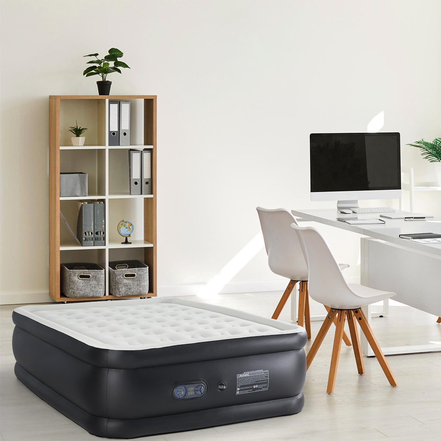 Air Mattress - 18" Inflatable Blow Up Mattress Airbed with Built-in High Capacity Pump, Double Height, Adjustable, Non-Slip Bottom Design