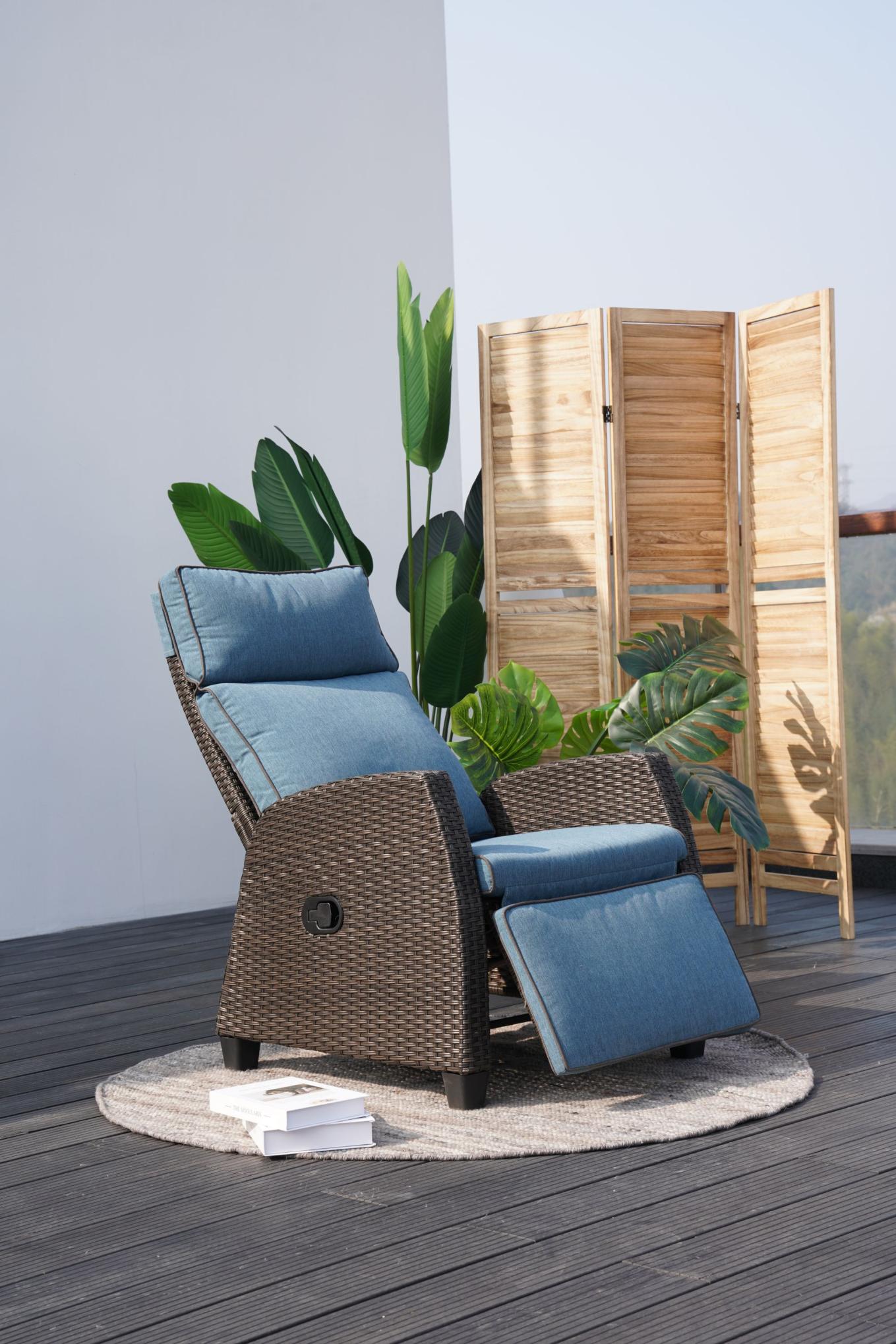Outdoor Rattan Reclining Adjustable Lounge Chair