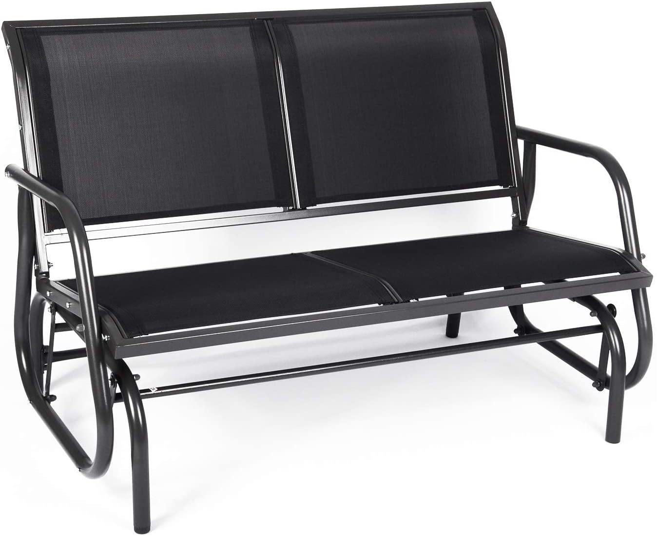 Outdoor Patio Glider Chair Loveseat Rocker Lounge, Breathable Gliding Bench Chair with Anti-Rust Coating