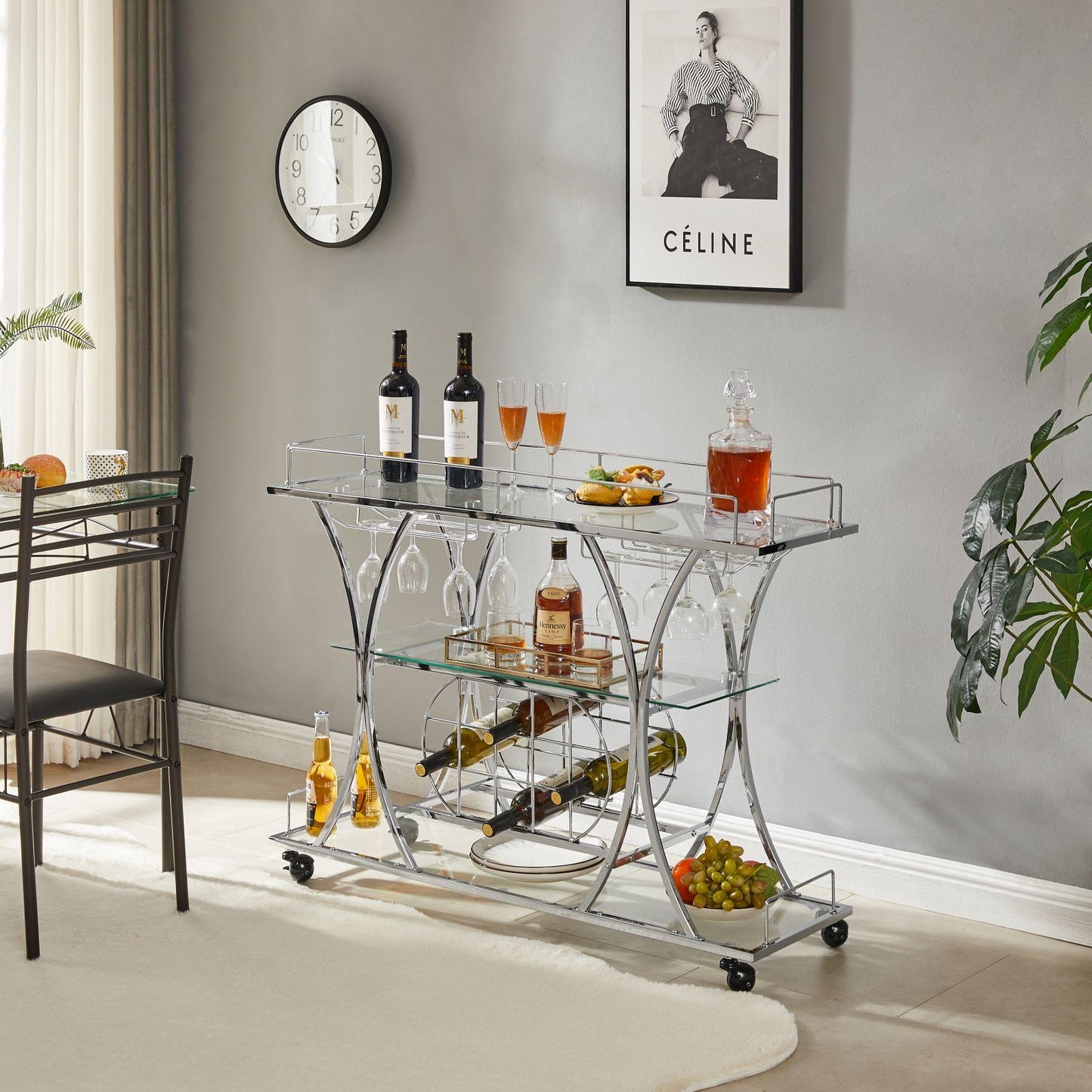 Kitchen & Dining Room Cart 3-Drawer Removable Storage Rack Trolley Cart with Rolling Wheels