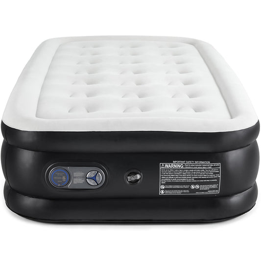 Air Mattress - 18" Inflatable Blow Up Mattress Airbed with Built-in High Capacity Pump, Double Height, Adjustable, Non-Slip Bottom Design