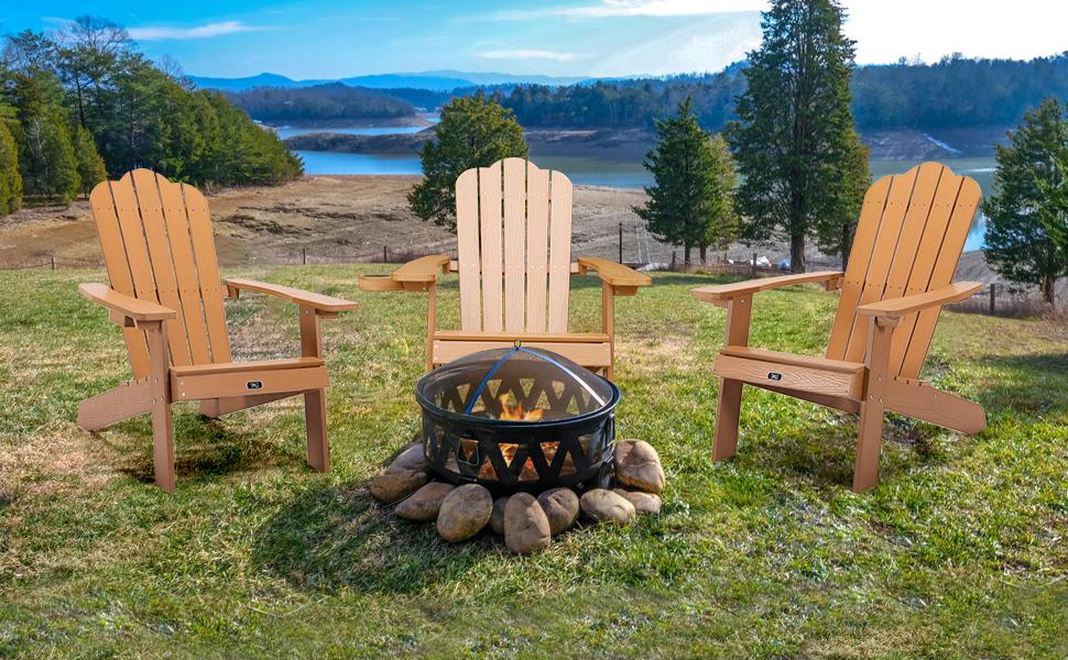 TALE Folding Adirondack Chair with Pullout Ottoman with Cup Holder, Oaversized, Poly Lumbe Ban on Amazon