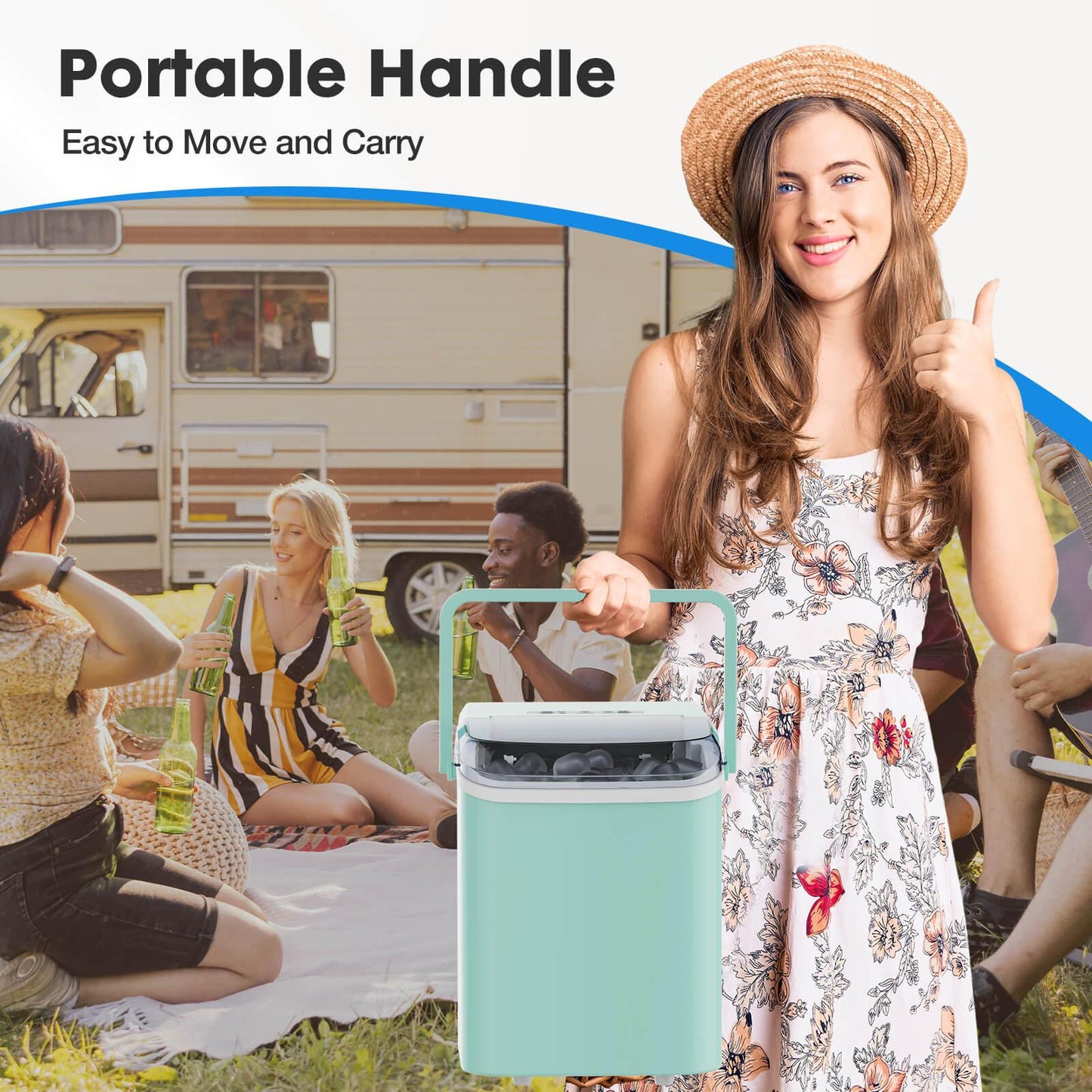 Countertop Ice Maker Machine, Portable Self-Cleaning Ice Machine with Ice Scoop
