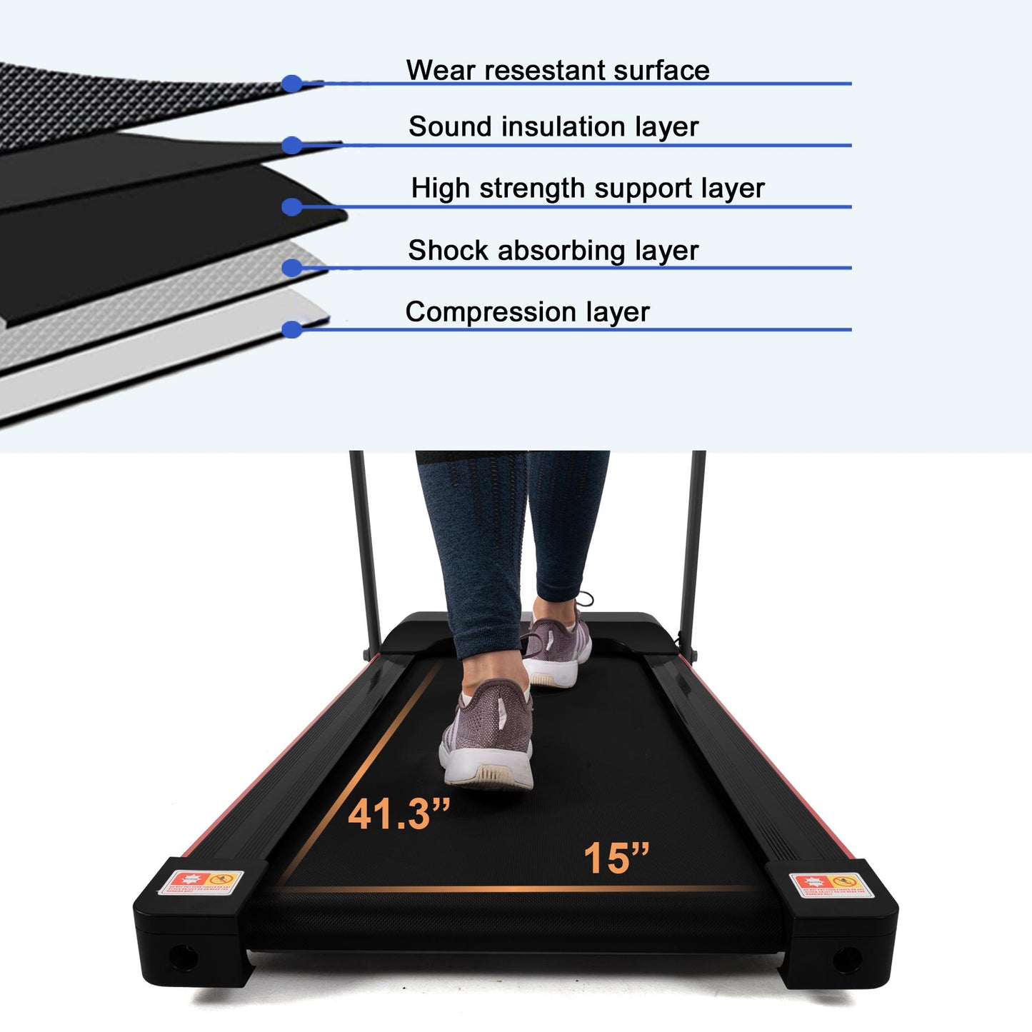 Folding Treadmill for Home - 265lbs Foldable Treadmill Running Machine, Electric Treadmill Exercise for Small Apartment Home Gym Fitness Jogging Walki