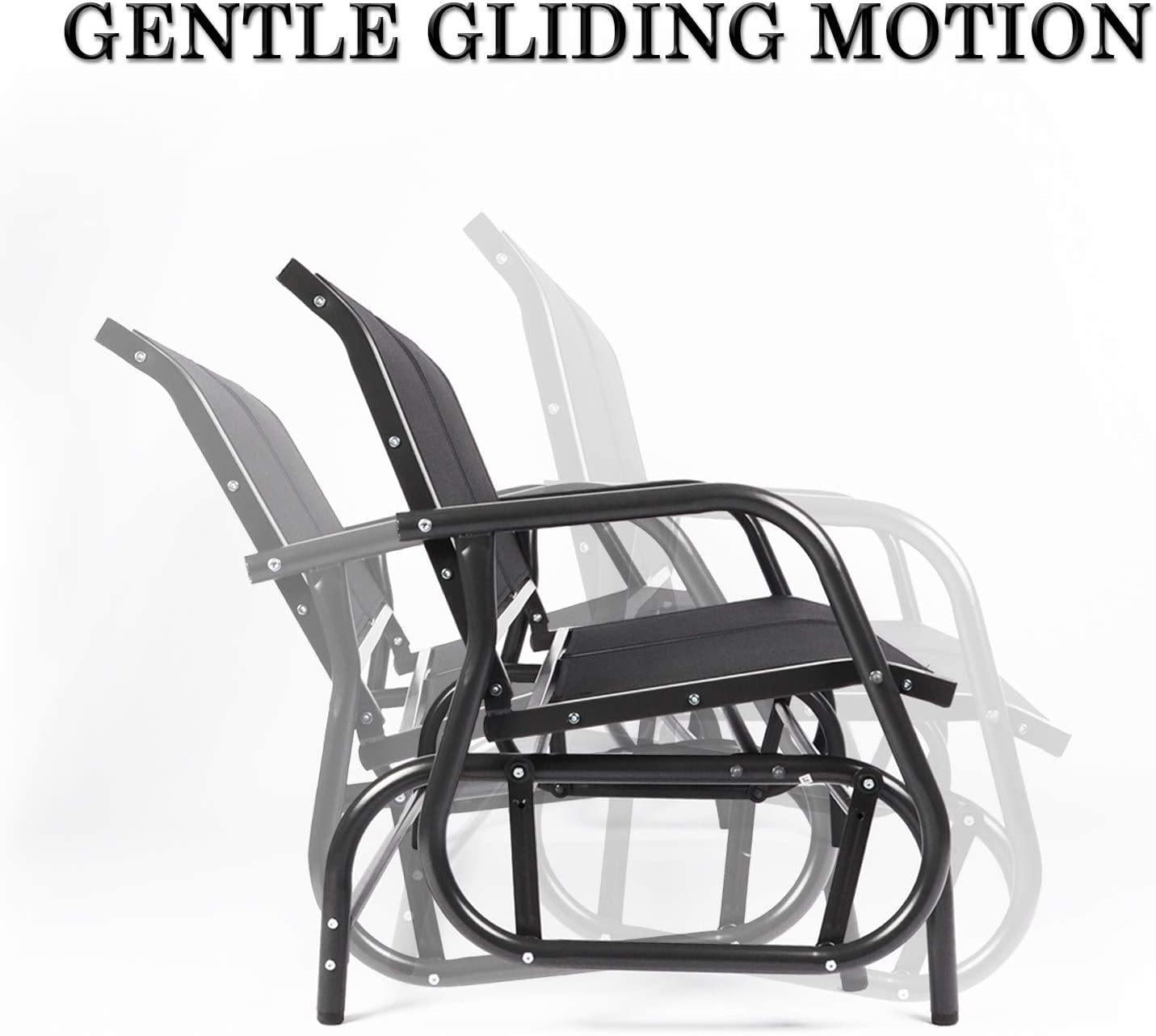 Outdoor Patio Glider Chair Loveseat Rocker Lounge, Breathable Gliding Bench Chair with Anti-Rust Coating