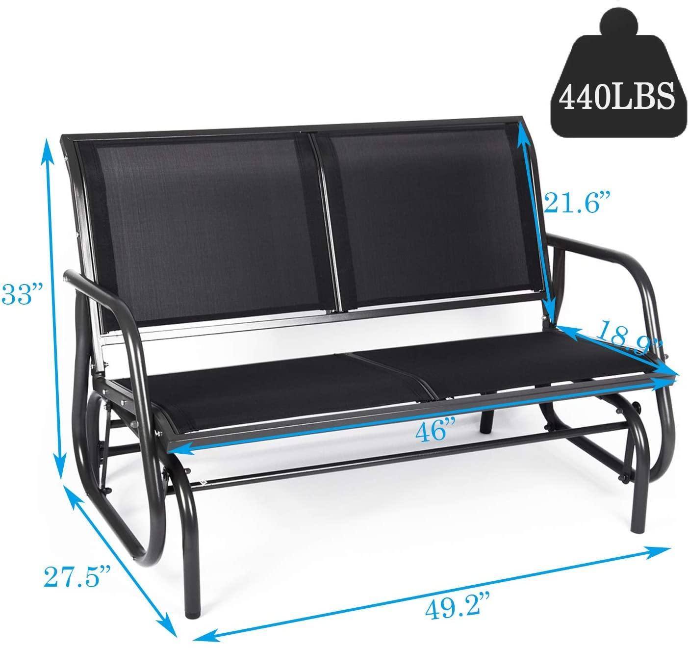 Outdoor Patio Glider Chair Loveseat Rocker Lounge, Breathable Gliding Bench Chair with Anti-Rust Coating