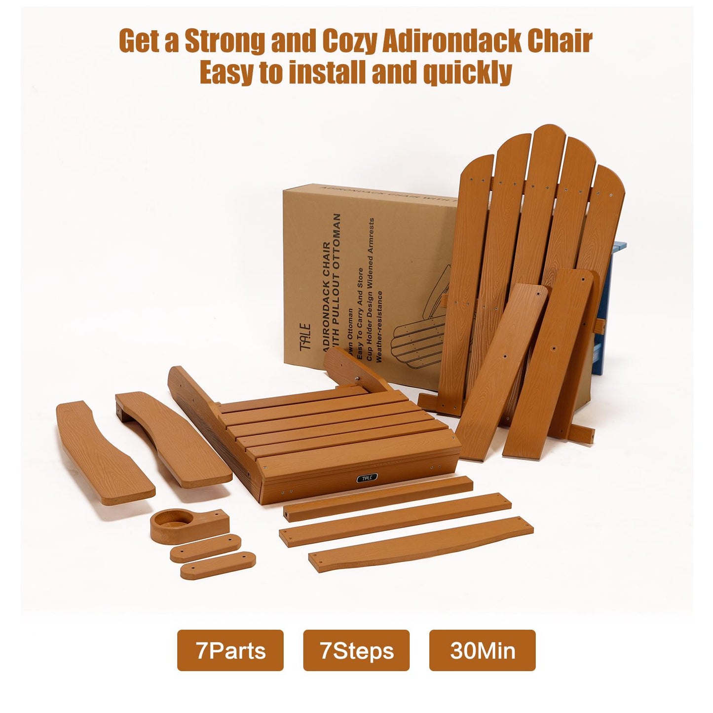TALE Folding Adirondack Chair with Pullout Ottoman with Cup Holder, Oaversized, Poly Lumbe Ban on Amazon
