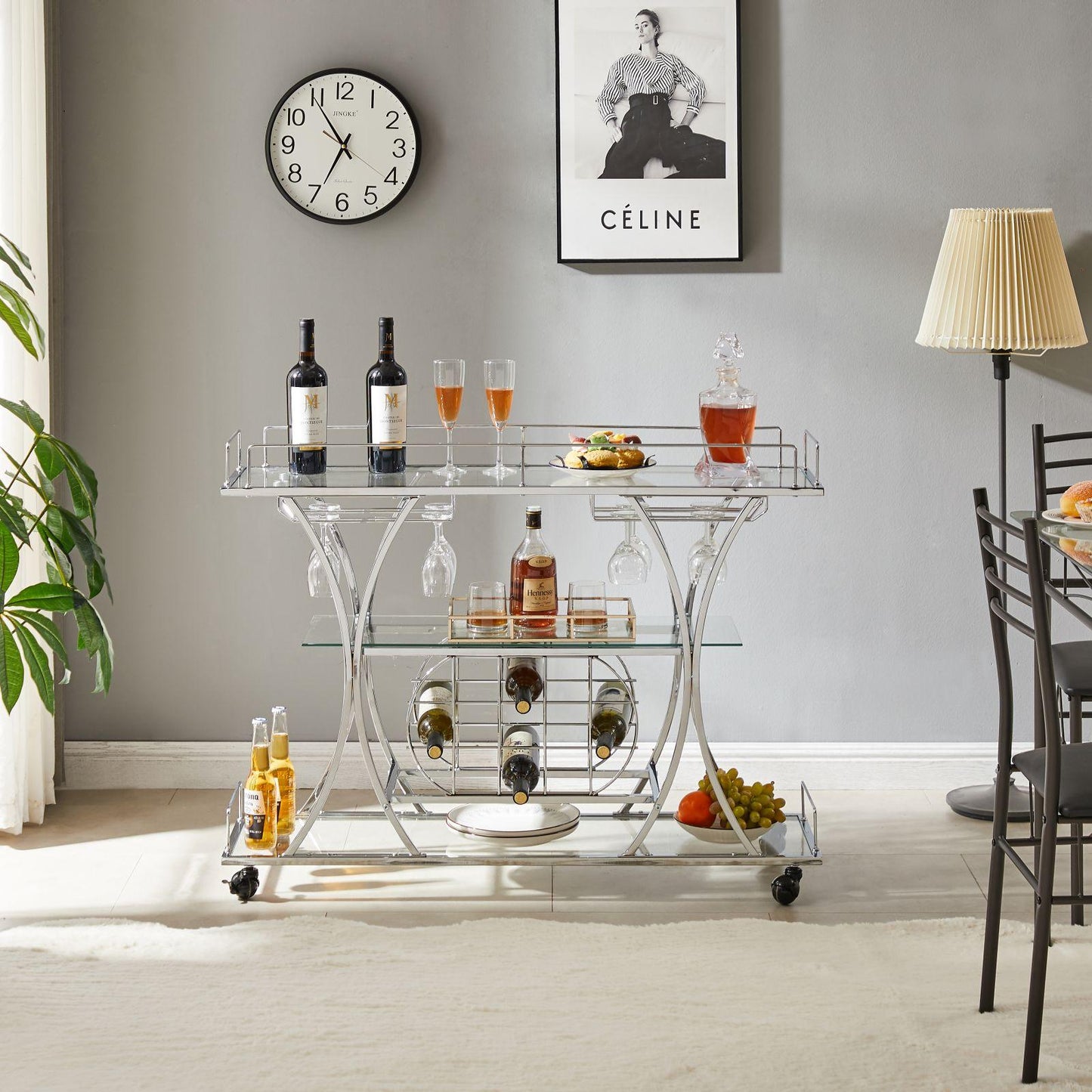 Kitchen & Dining Room Cart 3-Drawer Removable Storage Rack Trolley Cart with Rolling Wheels