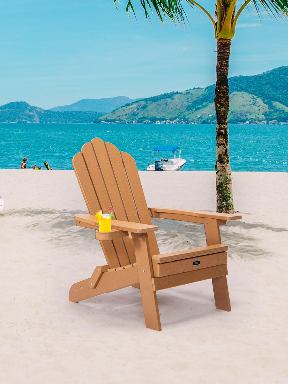 TALE Folding Adirondack Chair with Pullout Ottoman with Cup Holder, Oaversized, Poly Lumbe Ban on Amazon