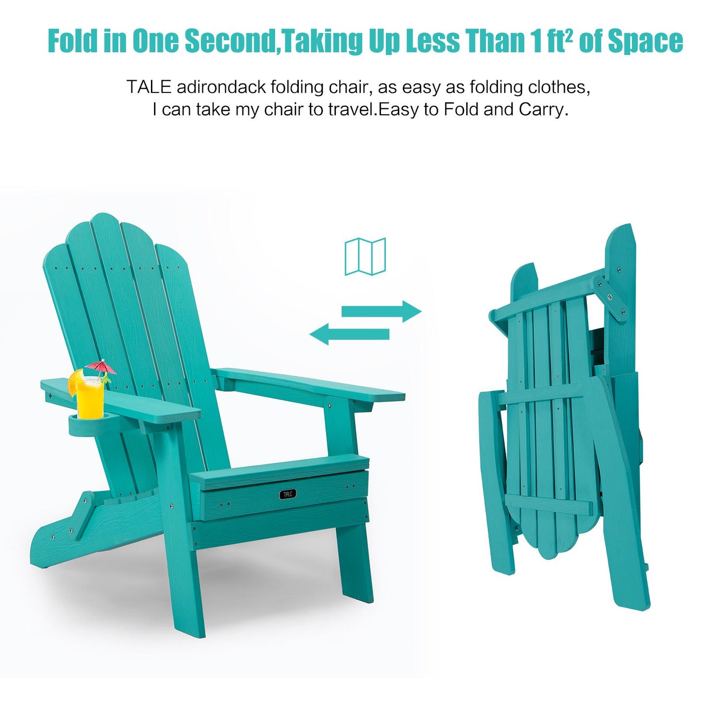 TALE Folding Adirondack Chair with Pullout Ottoman with Cup Holder, Oaversized, Poly Lumbe Ban on Amazon