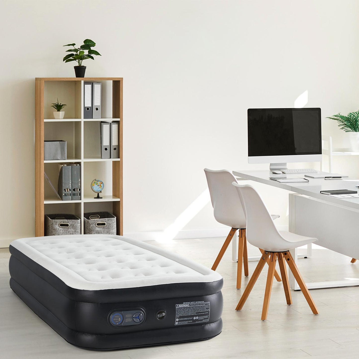 Air Mattress - 18" Inflatable Blow Up Mattress Airbed with Built-in High Capacity Pump, Double Height, Adjustable, Non-Slip Bottom Design