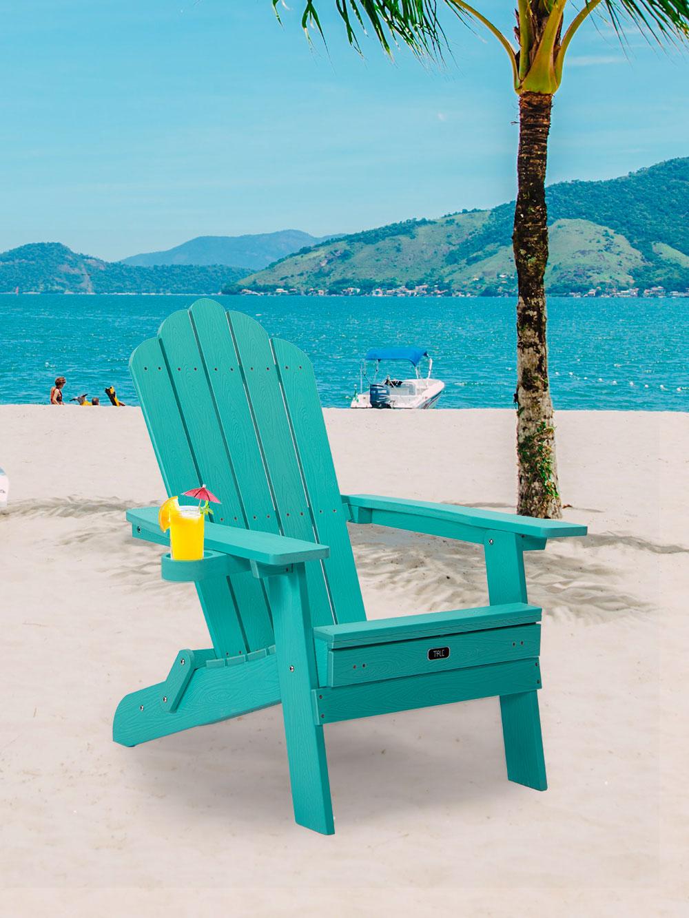TALE Folding Adirondack Chair with Pullout Ottoman with Cup Holder, Oaversized, Poly Lumbe Ban on Amazon
