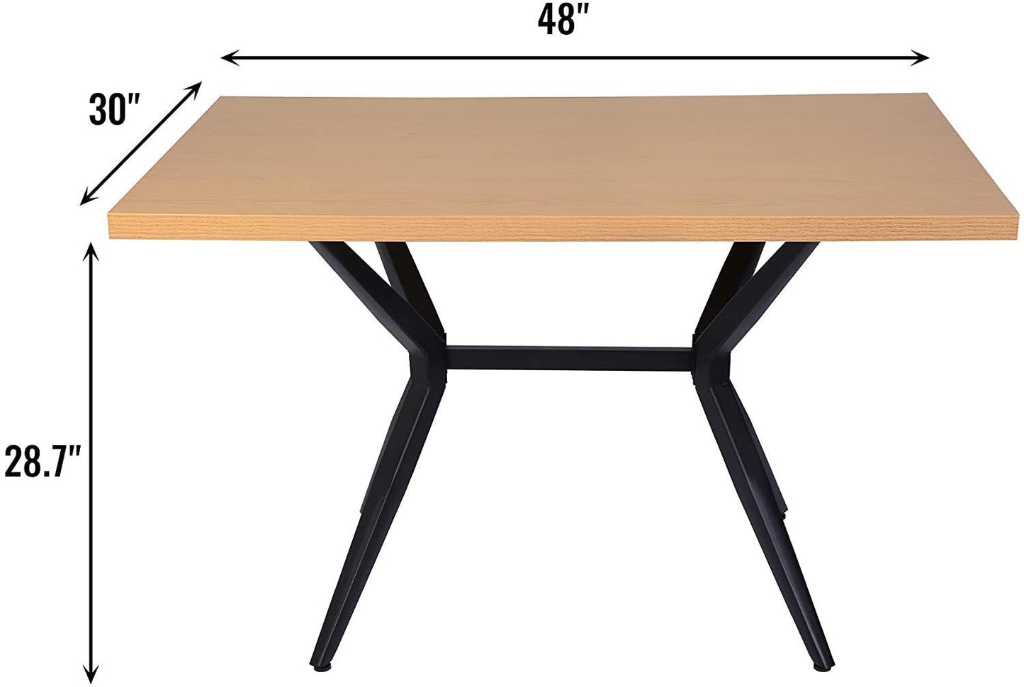 48" x 30" Dining Table Mid Century Modern Dining Table for 4 Person,w/Solid Metal Legs for Cafe Bar