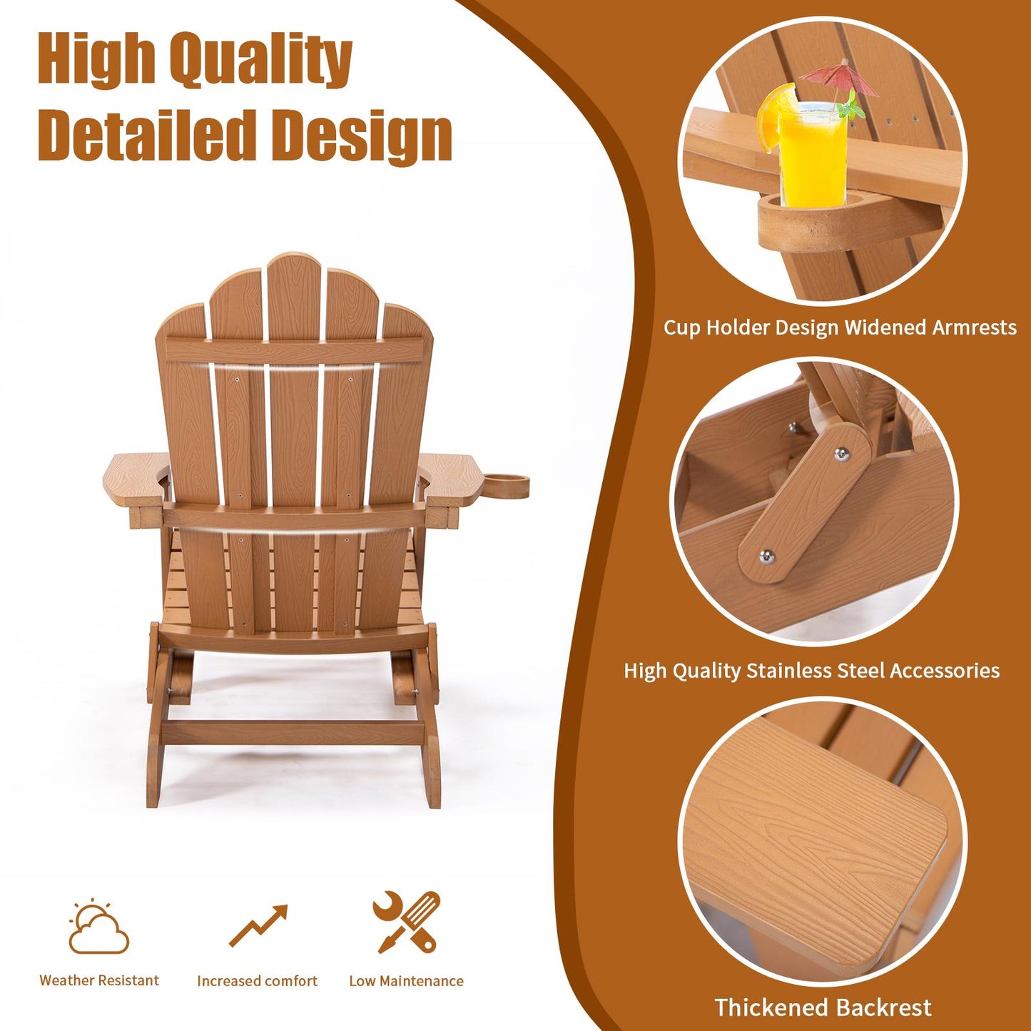 TALE Folding Adirondack Chair with Pullout Ottoman with Cup Holder, Oaversized, Poly Lumbe Ban on Amazon
