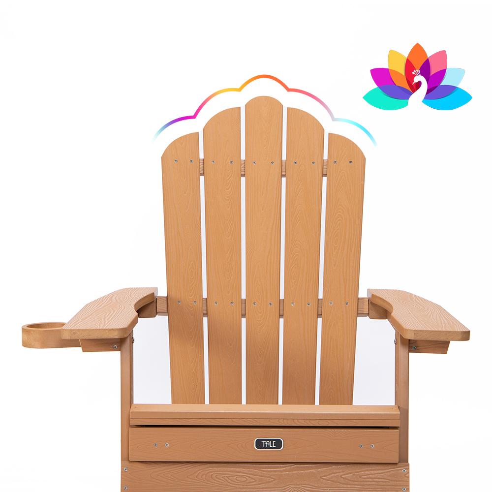 TALE Folding Adirondack Chair with Pullout Ottoman with Cup Holder, Oaversized, Poly Lumbe Ban on Amazon