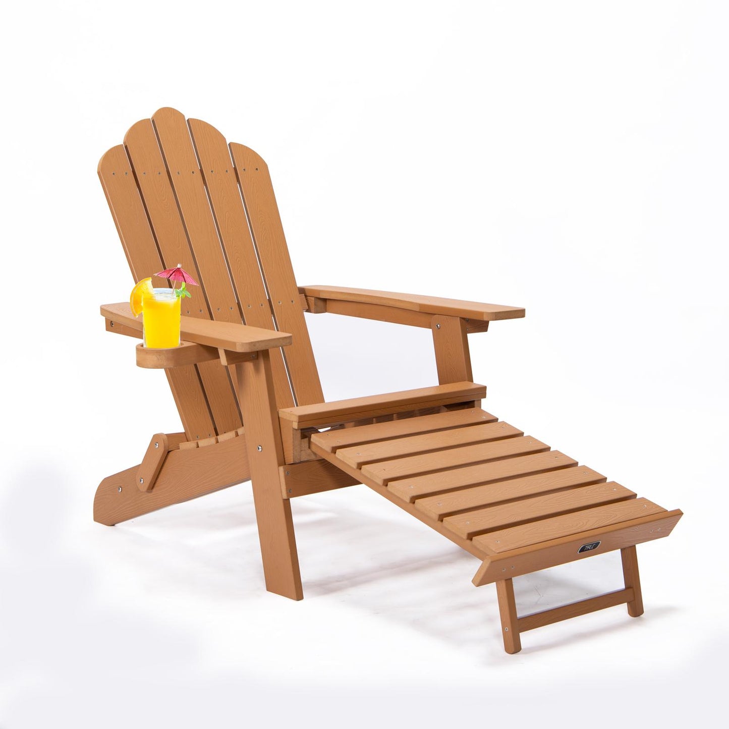 TALE Folding Adirondack Chair with Pullout Ottoman with Cup Holder, Oaversized, Poly Lumbe Ban on Amazon