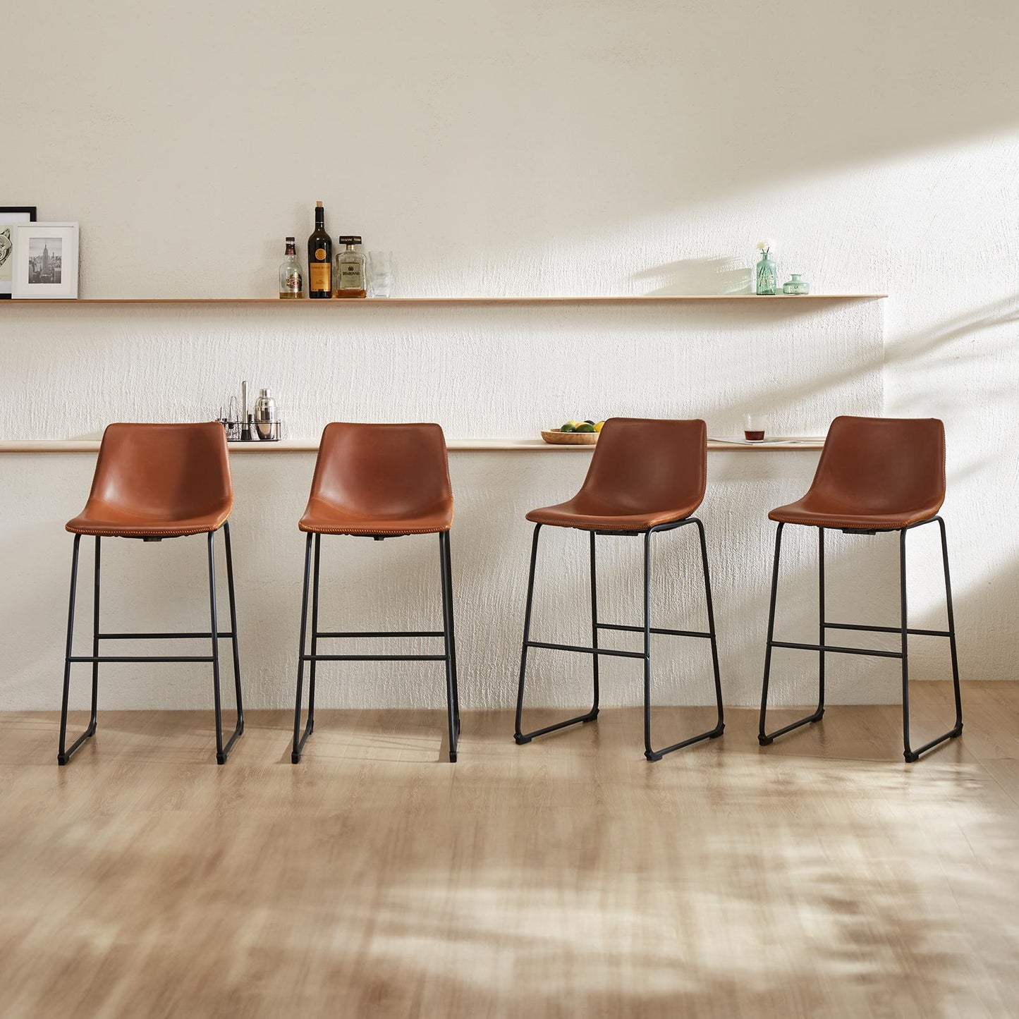 Metal Bar Stools Counter Height- Dining Chair Set of 2