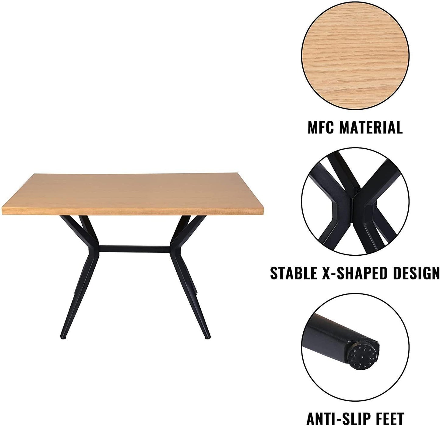 48" x 30" Dining Table Mid Century Modern Dining Table for 4 Person,w/Solid Metal Legs for Cafe Bar