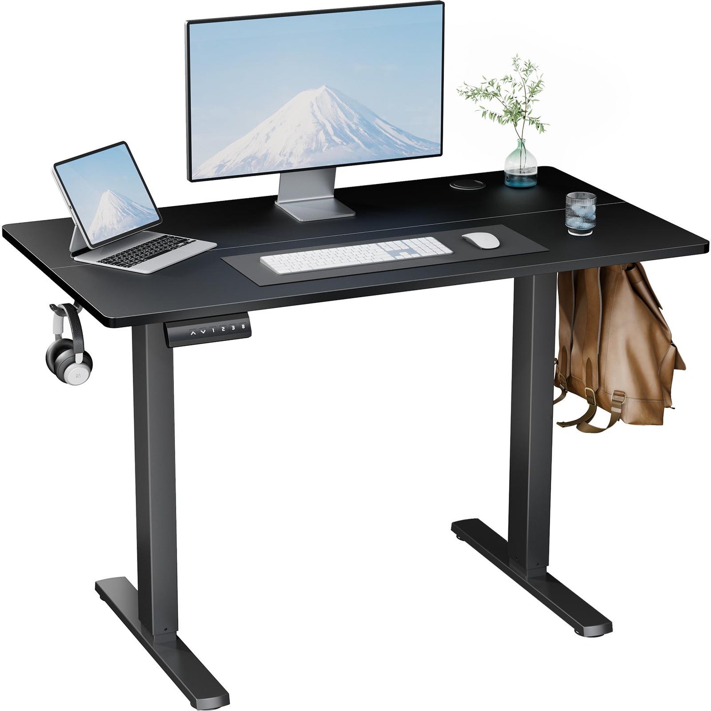 Ergonomic Height Adjustable Table with T-Shaped Metal Bracket Modern Computer Workstations