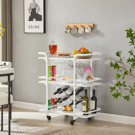 Drinks Trolley Cart with Rolling Wheels Luxury Hotel Serving Cart with Wine and Glass Holders Bar Carts for Home