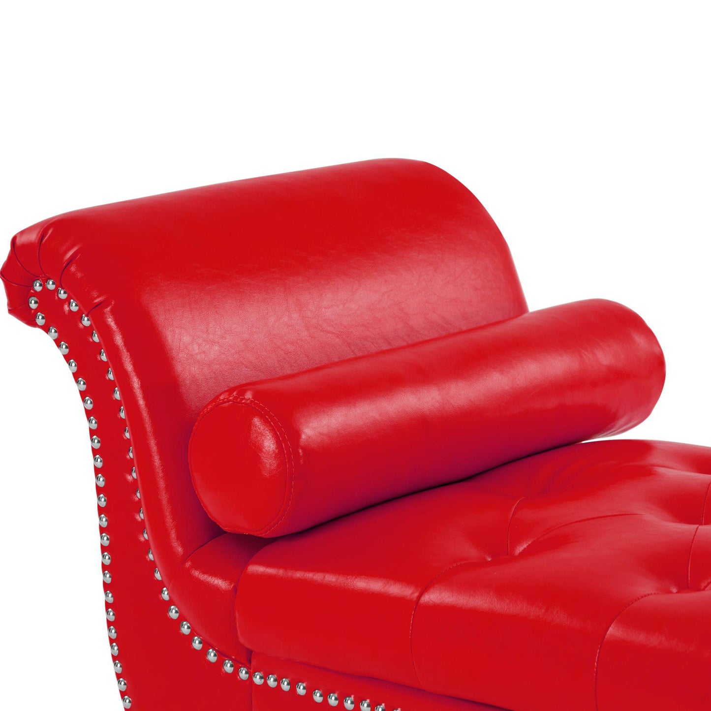 Sitting Bench PU Leather with Storage Space and 2 Pillows Hardware Feet