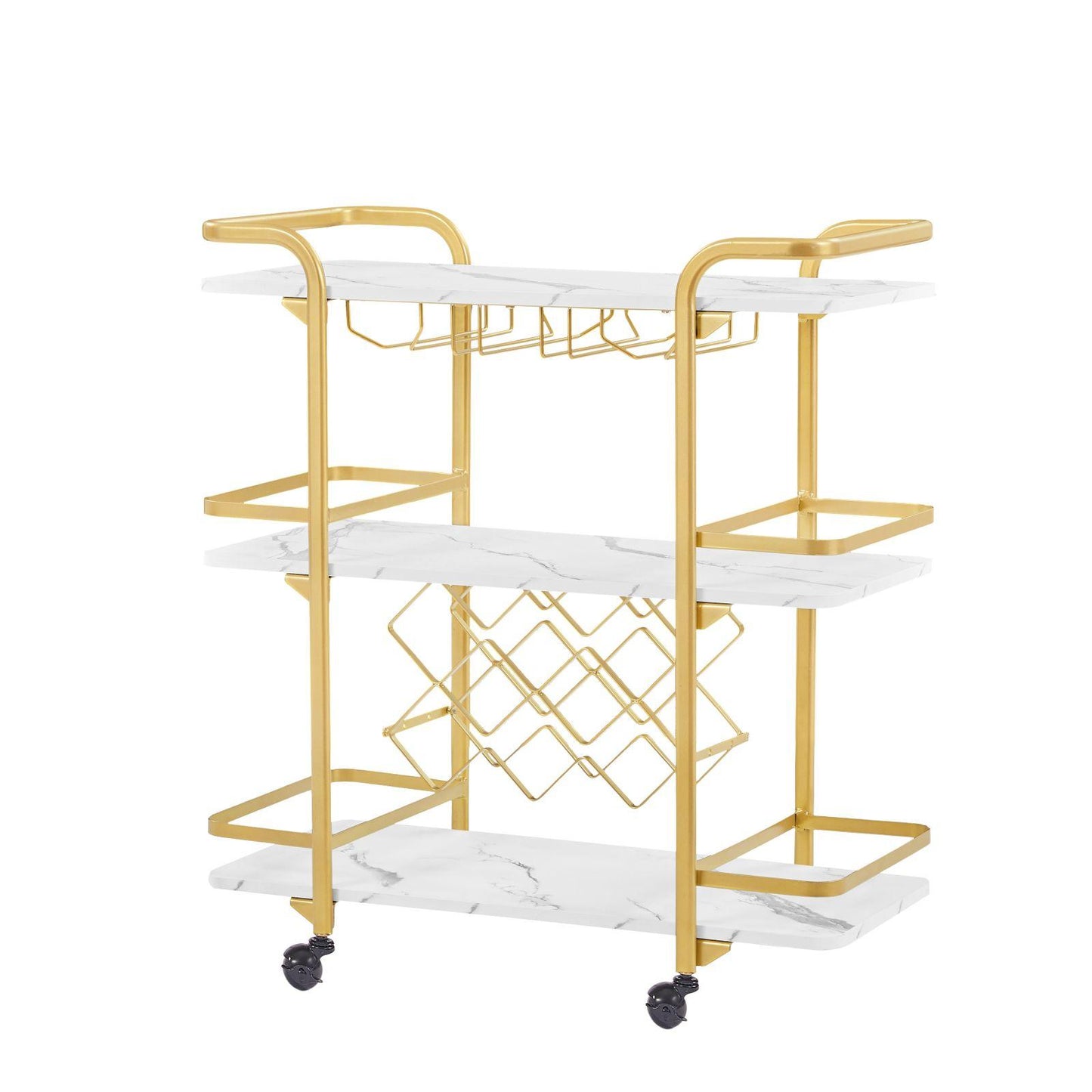 Drinks Trolley Cart with Rolling Wheels Luxury Hotel Serving Cart with Wine and Glass Holders Bar Carts for Home