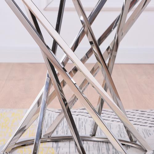 Set of 1 Round Glass Top Side Table for Living Room
