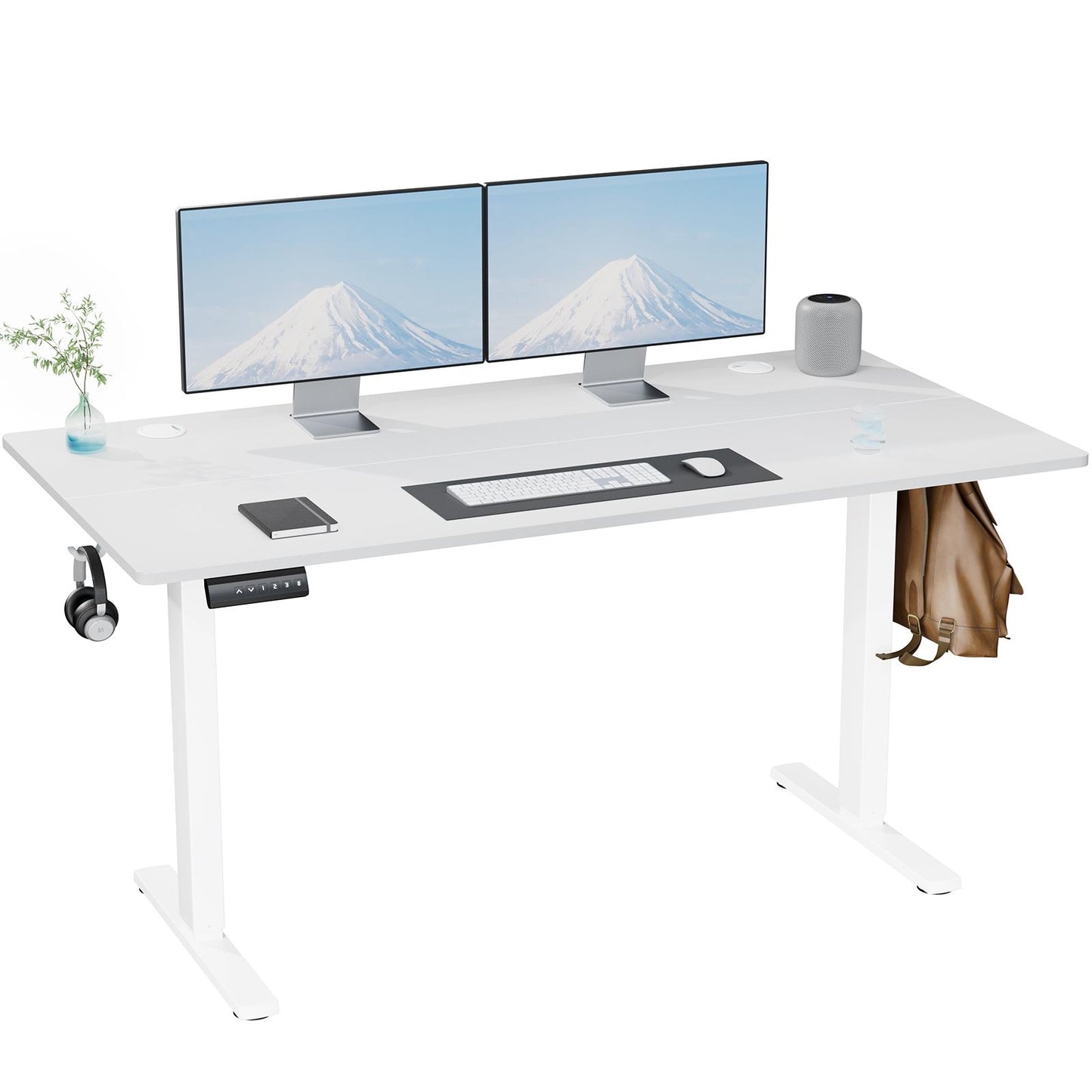 Ergonomic Height Adjustable Table with T-Shaped Metal Bracket Modern Computer Workstations