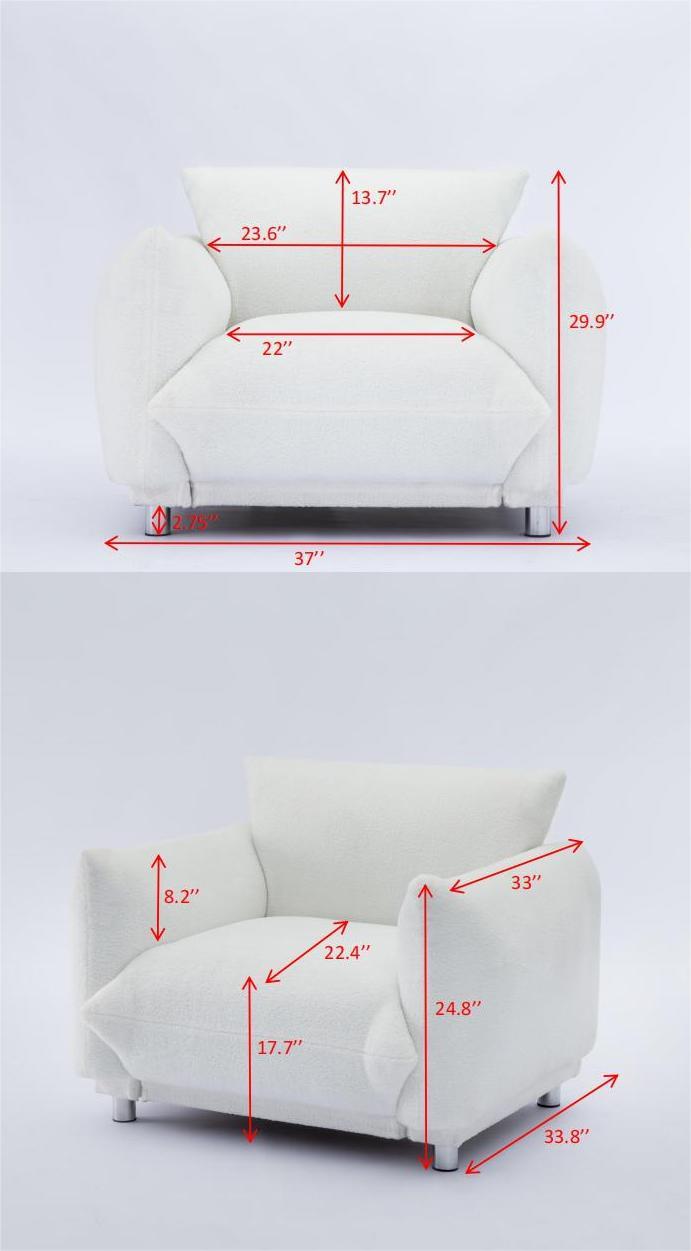 Arm Chair, soft as bread with 4 metal feet