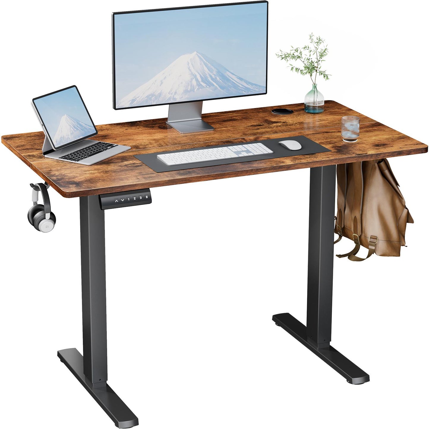 Ergonomic Height Adjustable Table with T-Shaped Metal Bracket Modern Computer Workstations