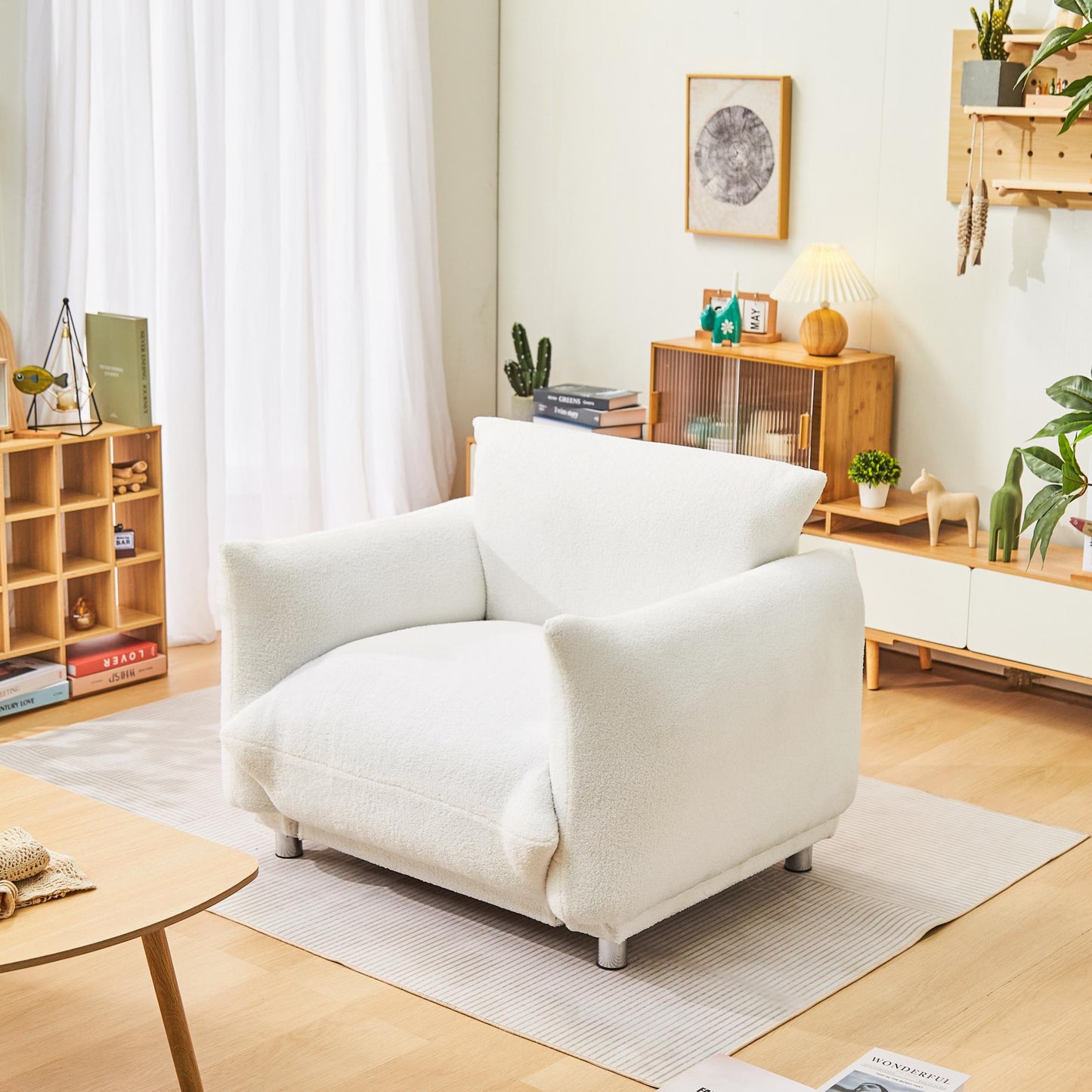 Arm Chair, soft as bread with 4 metal feet