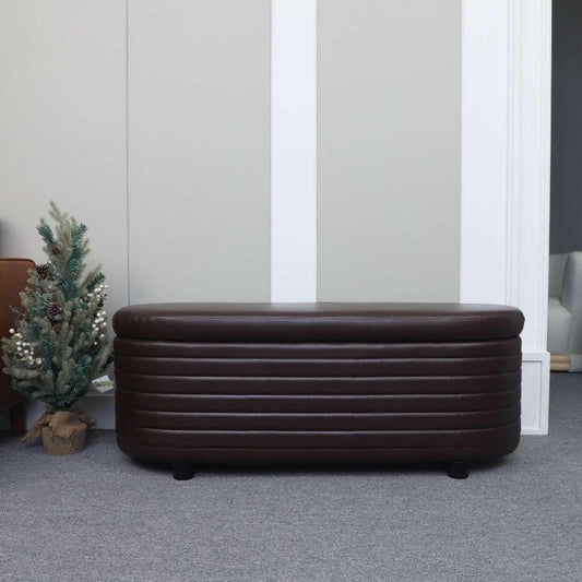 PU Storage Ottoman Bench  for Bedroom End of Bed Stool with Safety Hinge for Living Room, Entryway