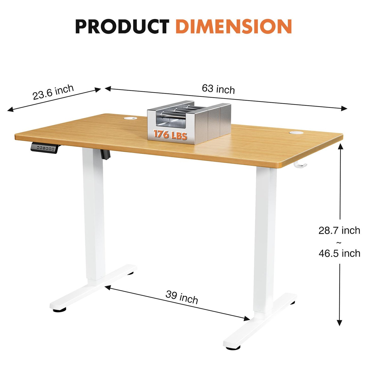 Ergonomic Height Adjustable Table with T-Shaped Metal Bracket Modern Computer Workstations