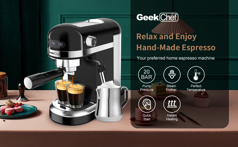 20 Bar Espresso Machine , 1350W，1.4 Ldetachable transparent water tank, Thermo block beating systeme Ban on Amazon