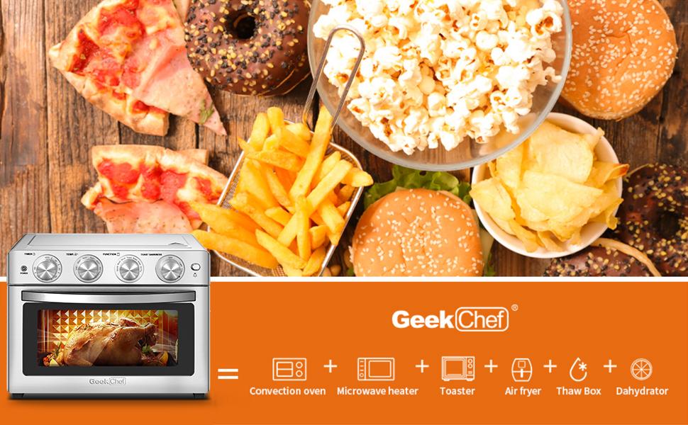 Geek Chef Air Fryer, 6 Slice 26QT/26L Air Fryer Fry Oil-Free, Oven Combo, Air Fryer Oven, Roast, Bake, Broil, Reheat, Convection Countertop Oven