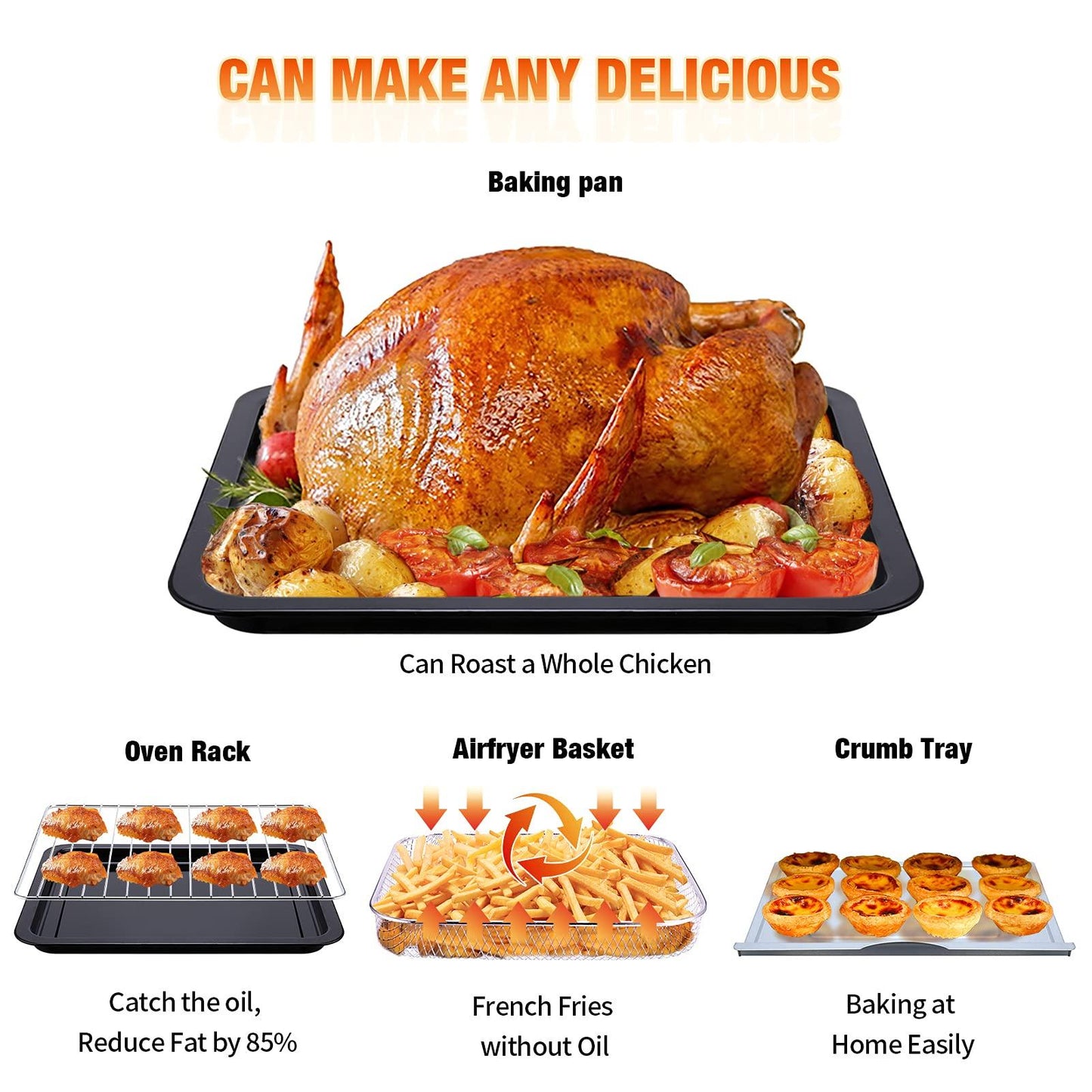 Geek Chef Air Fryer, 6 Slice 26QT/26L Air Fryer Fry Oil-Free, Oven Combo, Air Fryer Oven, Roast, Bake, Broil, Reheat, Convection Countertop Oven