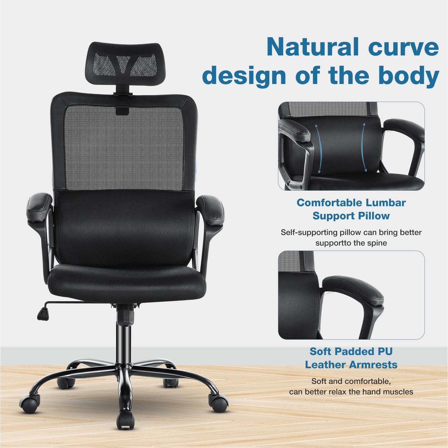 Office Chair, Ergonomic Mesh Home Office Computer Chair