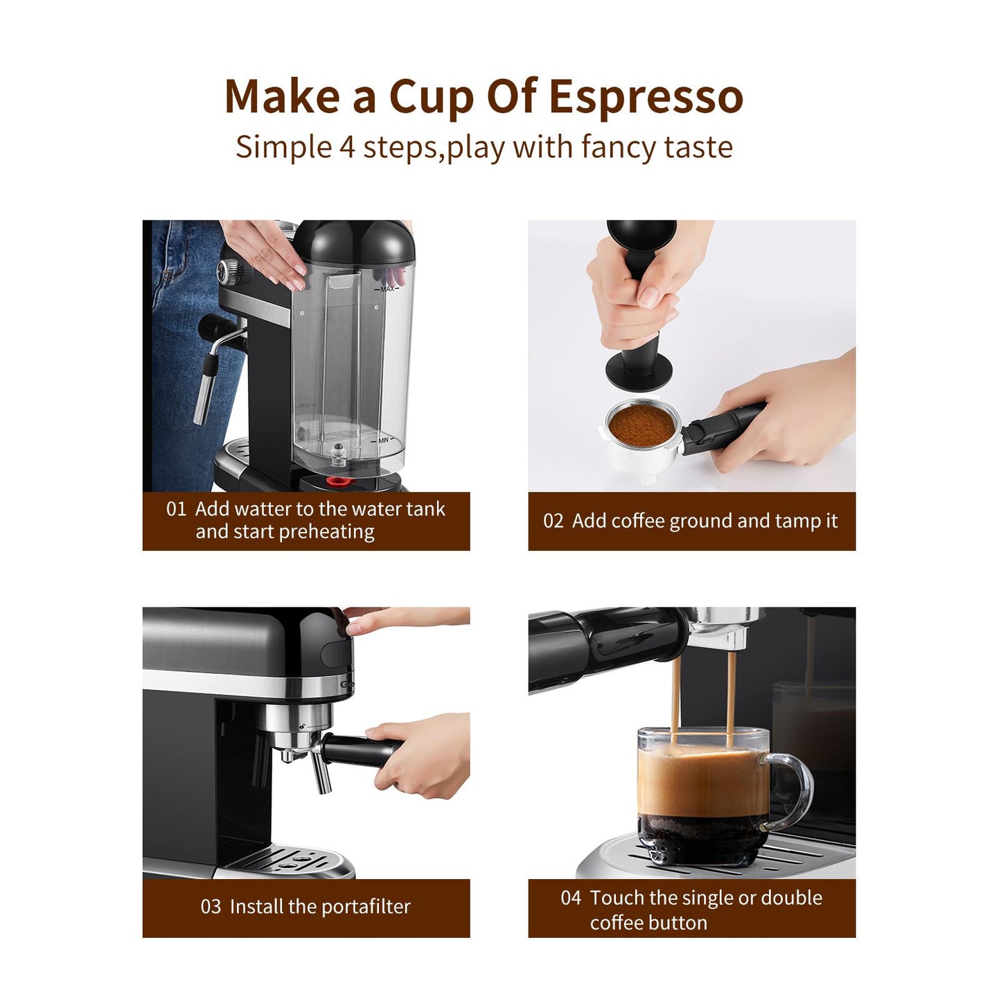 20 Bar Espresso Machine , 1350W，1.4 Ldetachable transparent water tank, Thermo block beating systeme Ban on Amazon