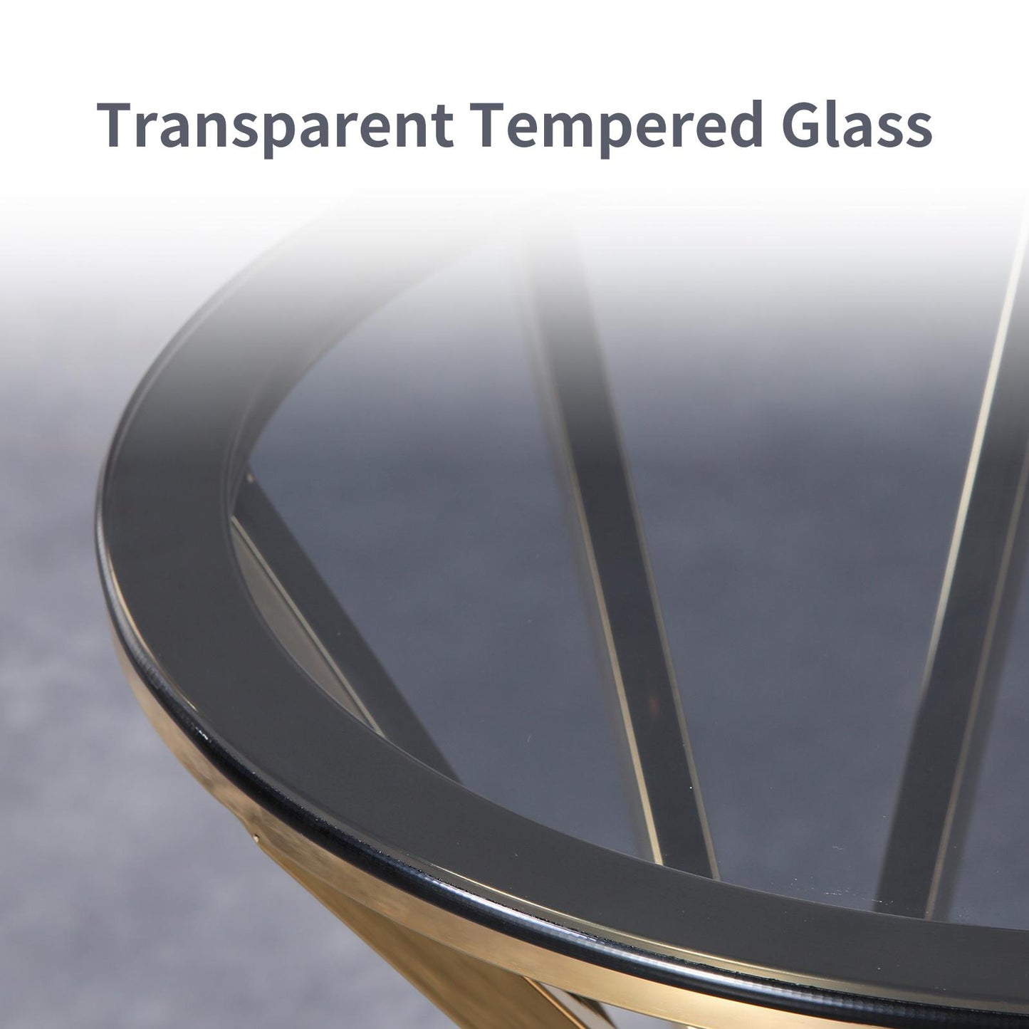 Set of 1 Round Glass Top Side Table for Living Room