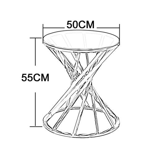 Set of 1 Round Glass Top Side Table for Living Room
