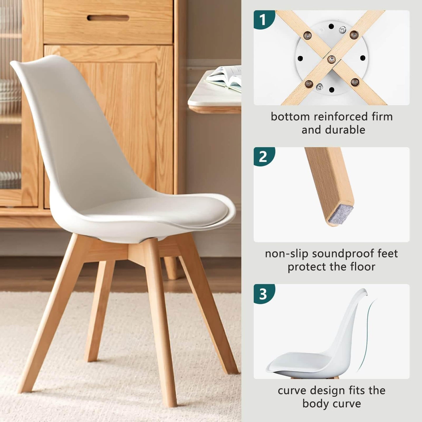 Dining Chairs Set of 4 Mid-Century Modern Dinning Chairs