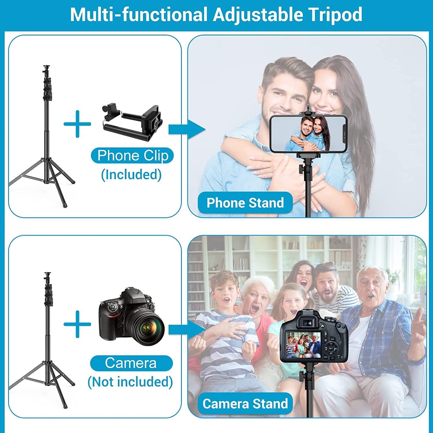 9 inch Ring Light with Stand and Phone Holder, 50" Tripod with Remote