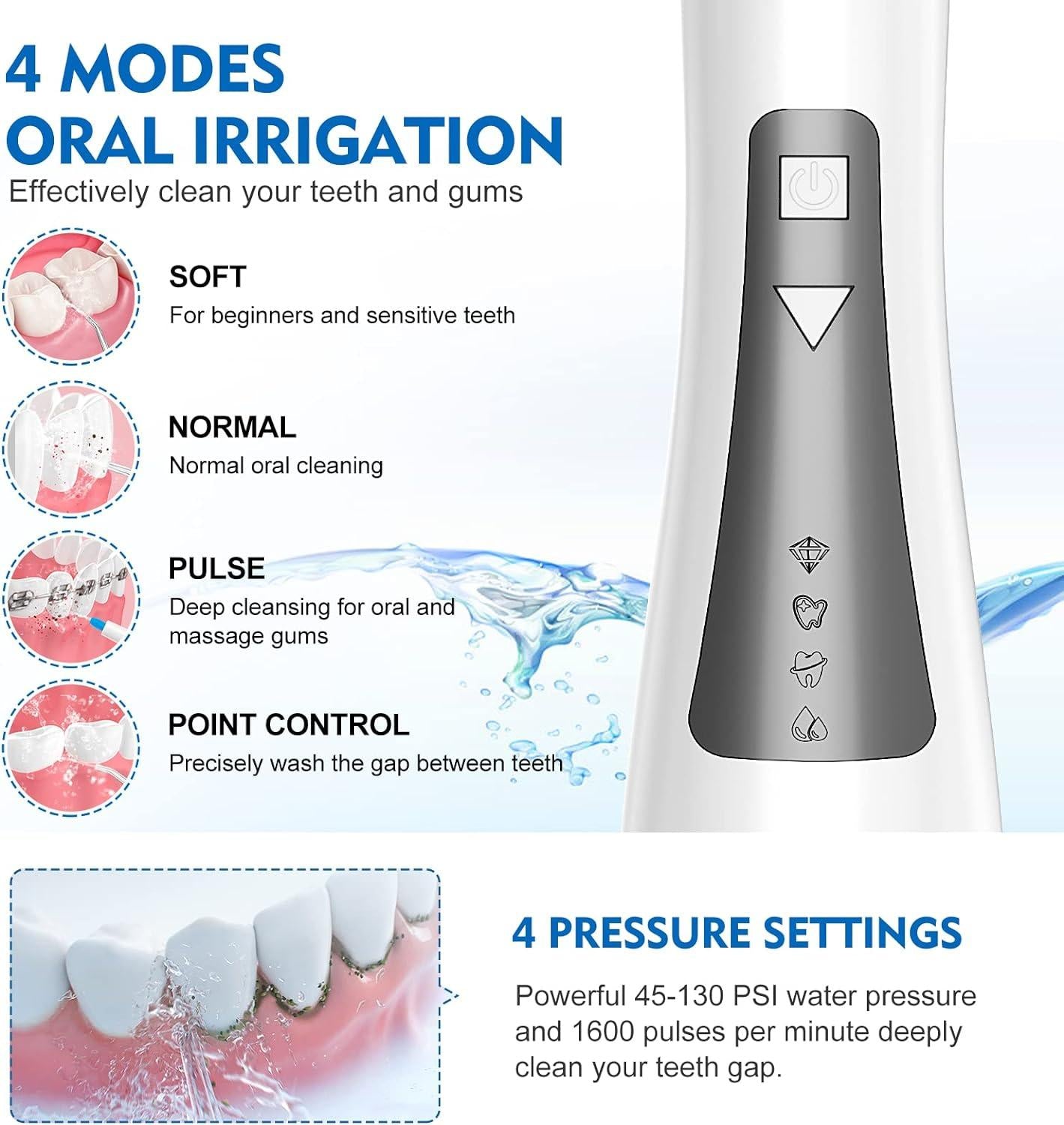 Water Flosser, Cordless Oral Irrigator Portable Dental Pick Teeth Cleaner